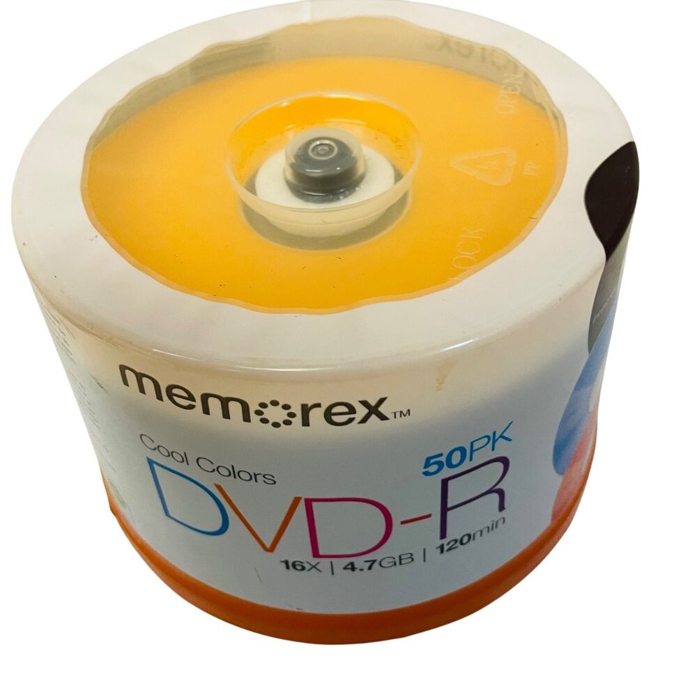 Memorex 50PK Cool Colors‎ DVD-R 16X 4.7GB 120min Spindle